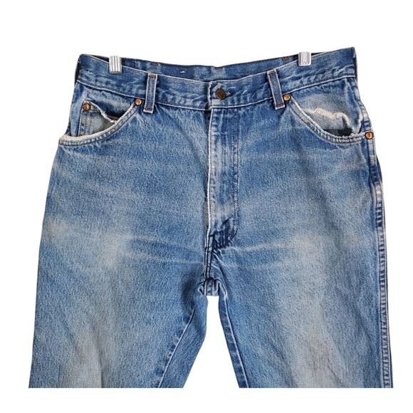 Vtg 80s Levis 557 Blue Jeans Mens 33x34 Distressed Straight Tapered (30x32) USA - Picture 6 of 15